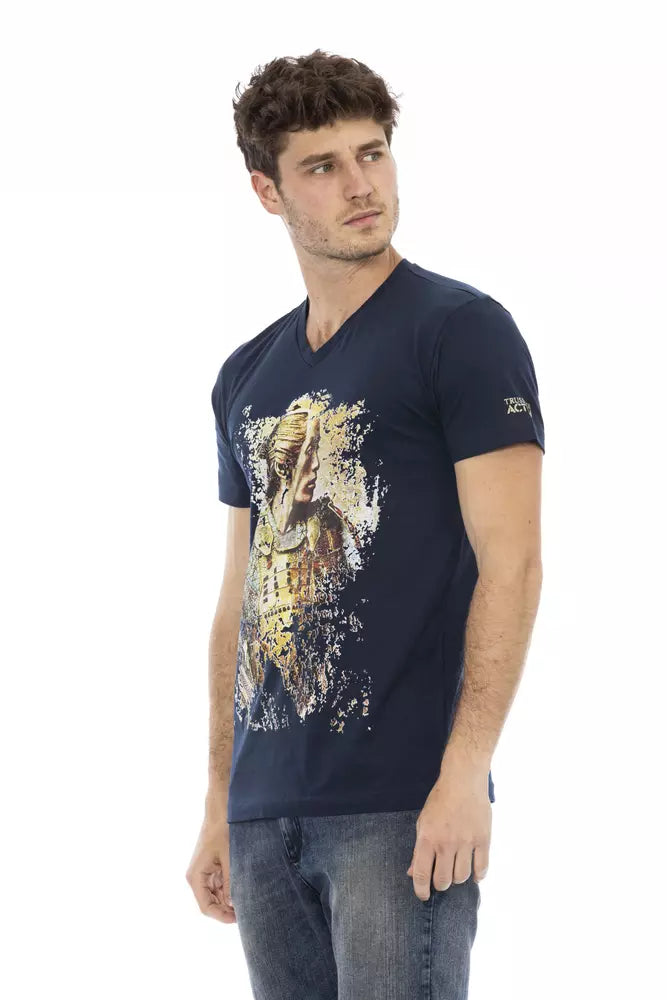 Trussardi Action Blaues Baumwoll-T-Shirt für Herren