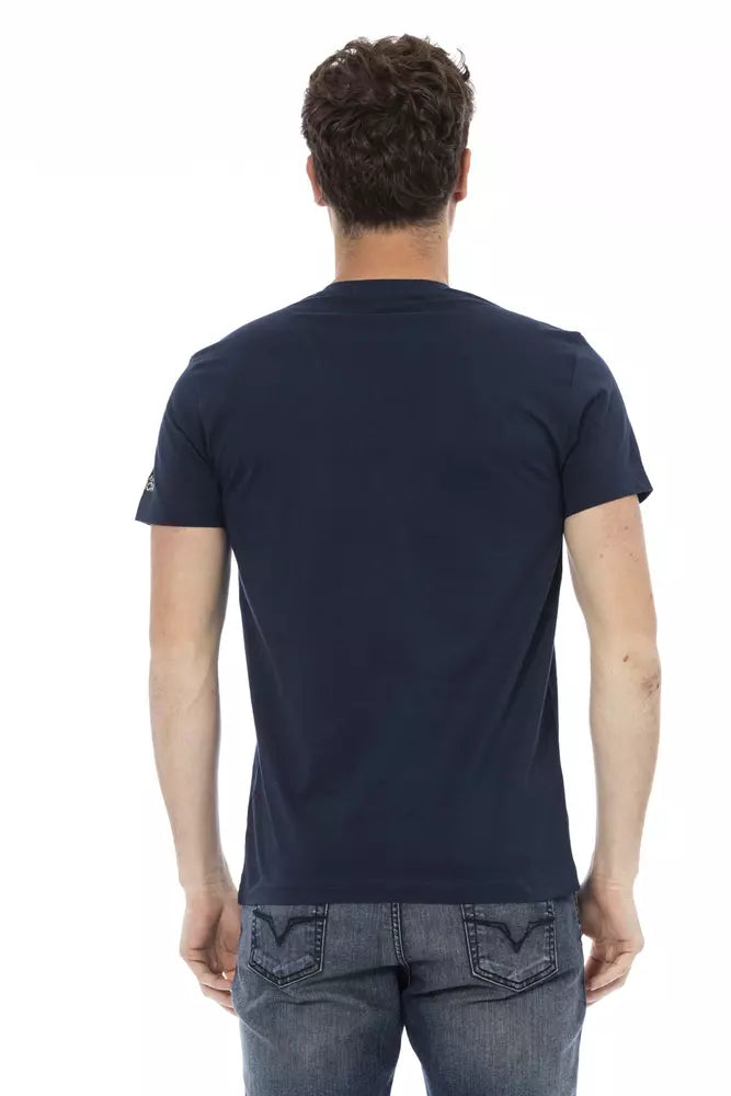 Trussardi Action Blaues Baumwoll-T-Shirt für Herren