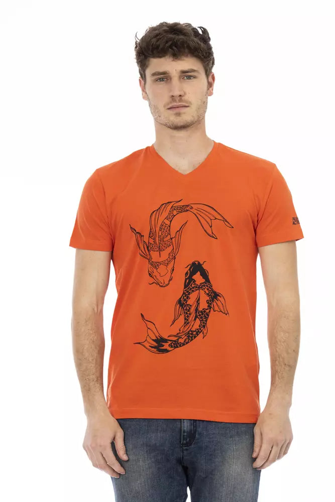 Trussardi Action Rotes Herren-T-Shirt aus Baumwolle