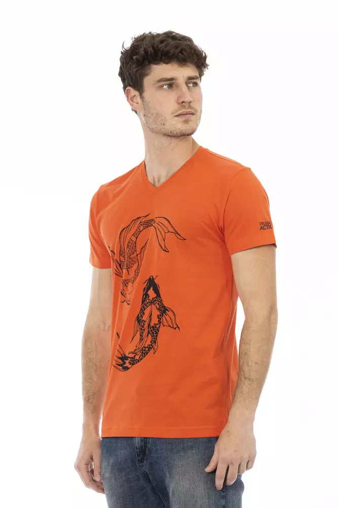 Trussardi Action Rotes Herren-T-Shirt aus Baumwolle