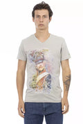 Trussardi Action Graues Herren T-Shirt aus Baumwolle
