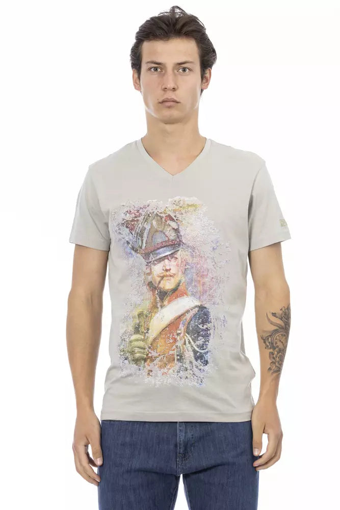 Trussardi Action Graues Herren T-Shirt aus Baumwolle