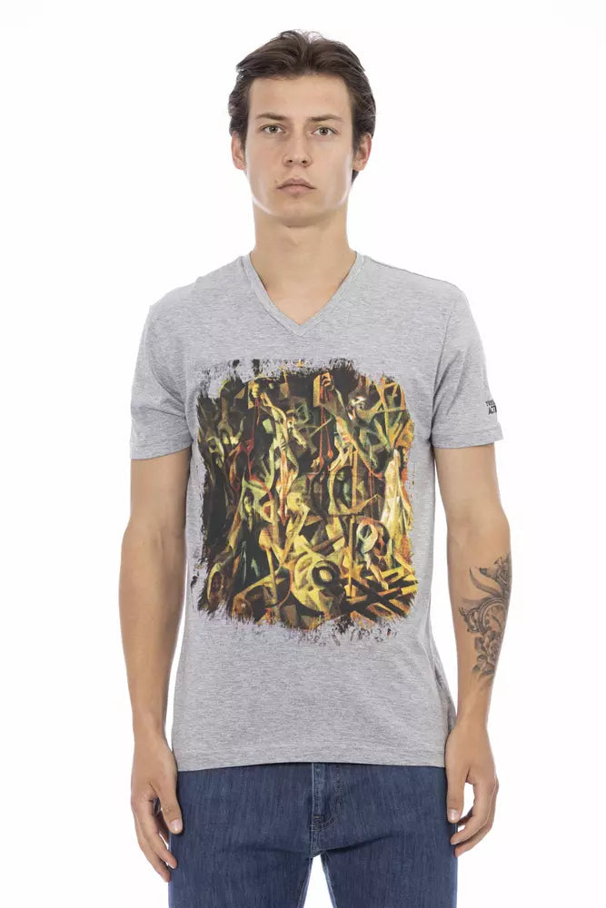 Trussardi Action Graues Herren T-Shirt aus Baumwolle