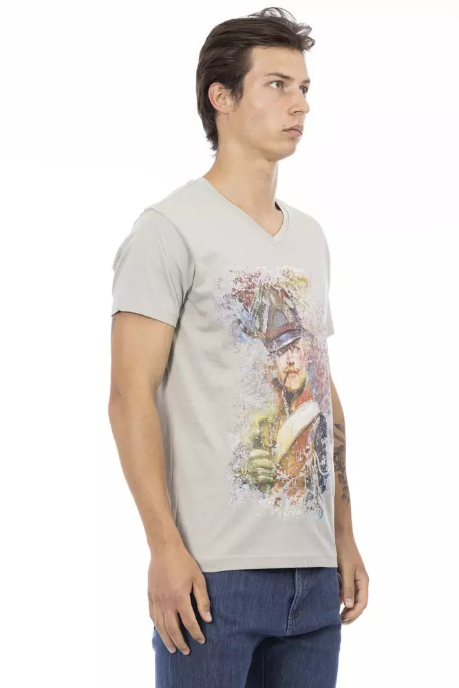 Trussardi Action Graues Herren T-Shirt aus Baumwolle