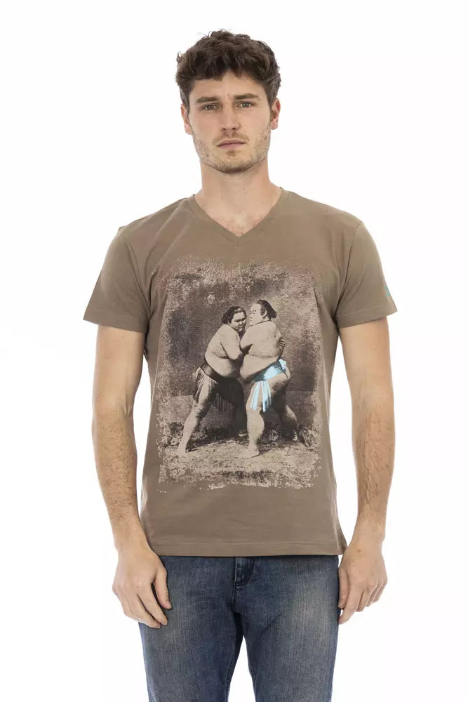 Trussardi Action Braunes Herren T-Shirt aus Baumwolle