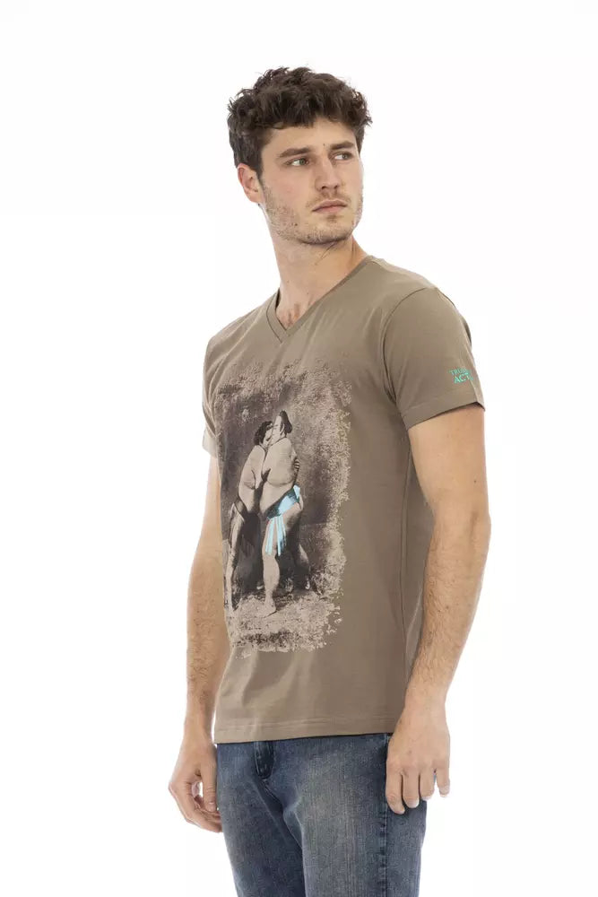 Trussardi Action Braunes Herren T-Shirt aus Baumwolle