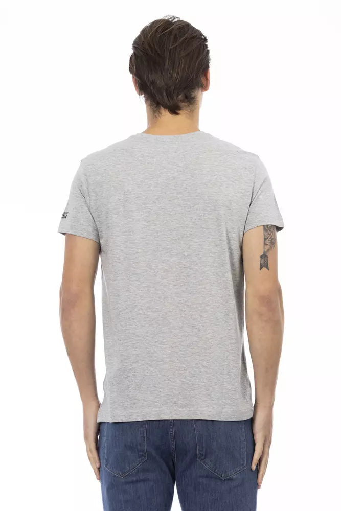 Trussardi Action Graues Herren T-Shirt aus Baumwolle