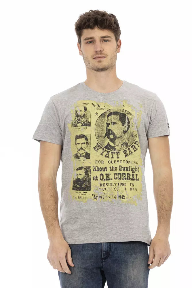 Trussardi Action Graues Baumwoll-T-Shirt für Herren