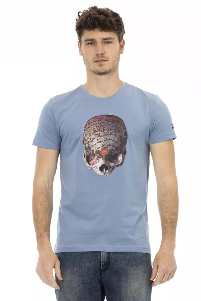 Trussardi Action Hellblaues Baumwoll-T-Shirt für Herren