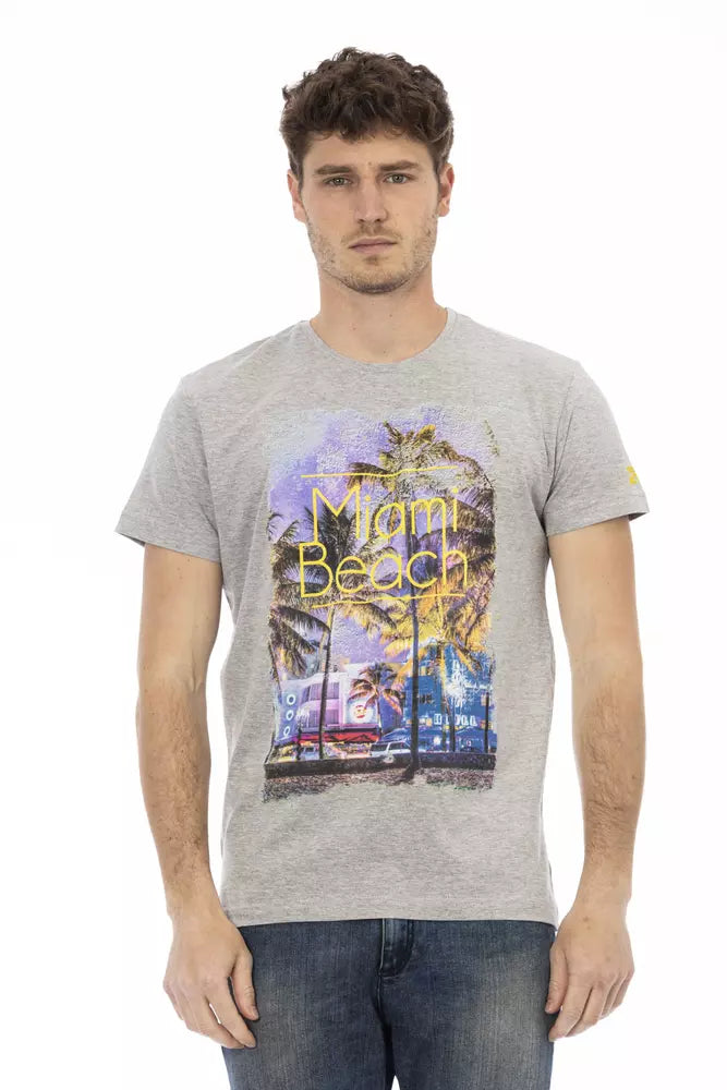 Trussardi Action Graues Herren-T-Shirt aus Baumwolle