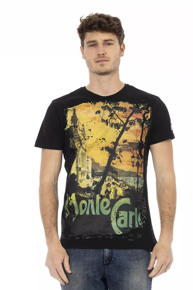 Trussardi Action Schwarzes Baumwoll-T-Shirt für Herren