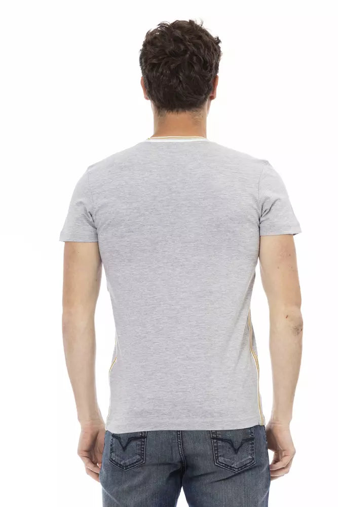 Trussardi Action Men's Gray Cotton V-Neck T-Shirt