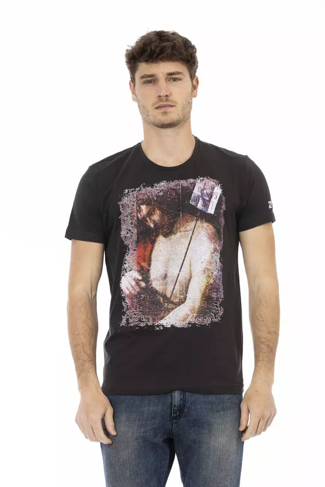 Trussardi Action Schwarzes Herren-T-Shirt aus Baumwolle