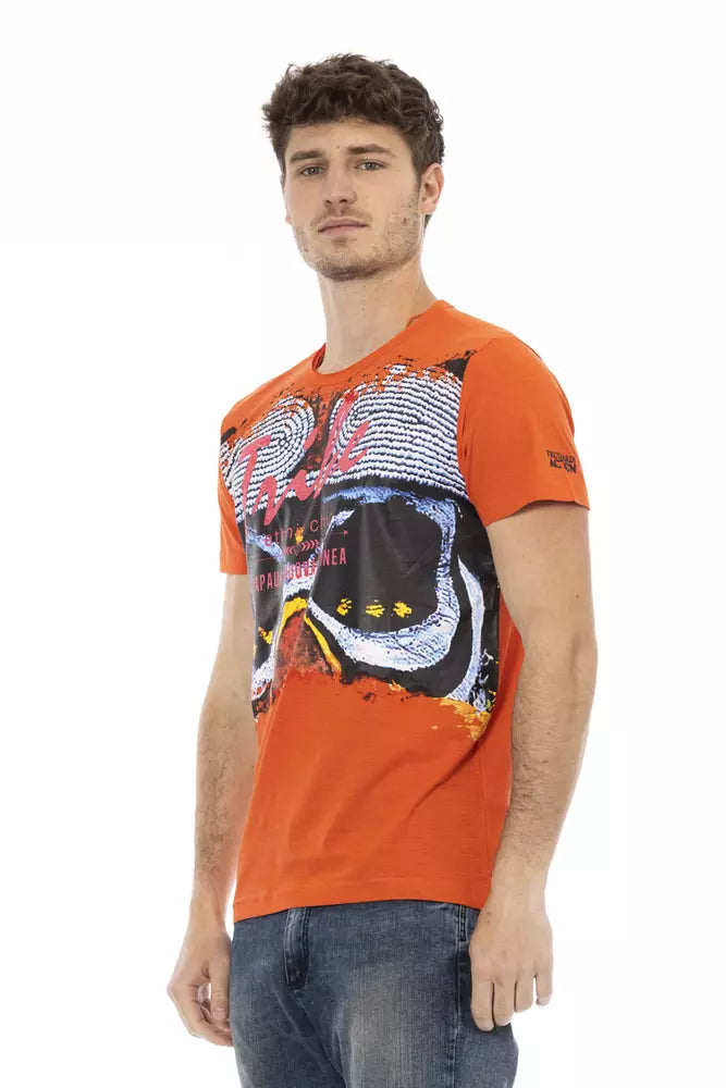 Trussardi Action Orange-farbenes Herren-T-Shirt aus Baumwolle