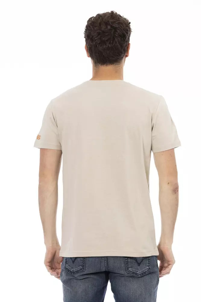 Trussardi Action Beigefarbenes Herren-T-Shirt aus Baumwolle