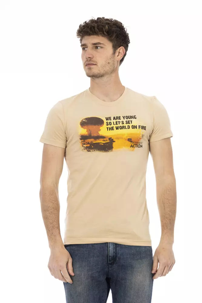 Trussardi Action Men's Beige Cotton T-Shirt