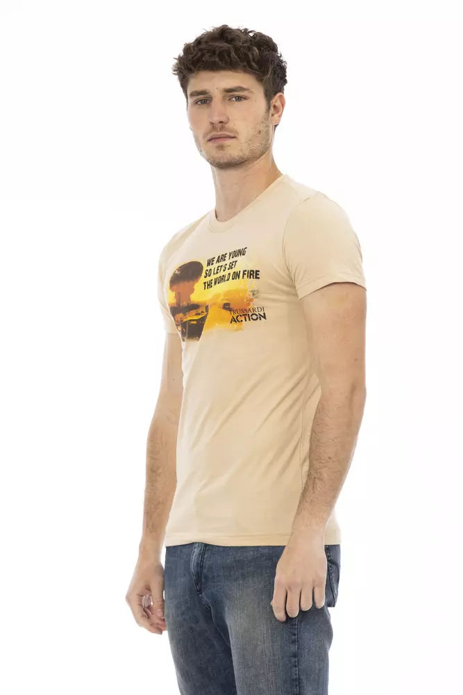 Trussardi Action Men's Beige Cotton T-Shirt