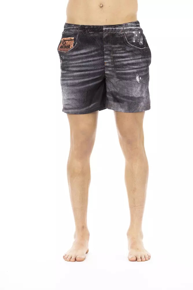 Just Cavalli Badehose aus schwarzem Polyester