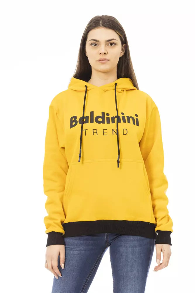 Baldinini Trend Gelber Baumwoll-Kapuzenpullover für Damen