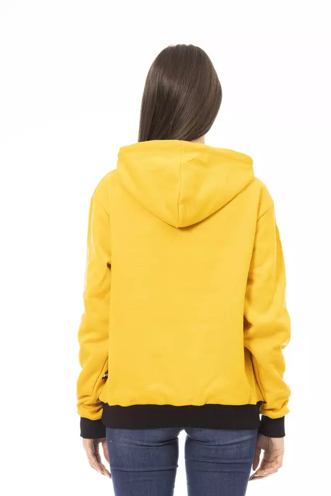 Baldinini Trend Gelber Baumwoll-Kapuzenpullover für Damen