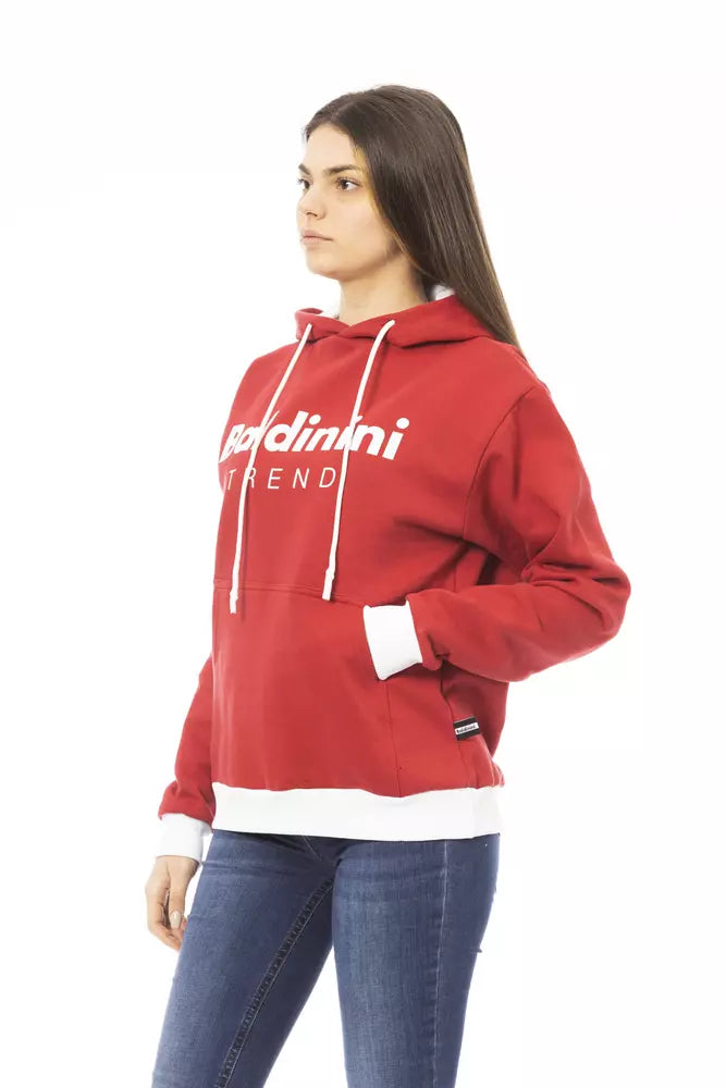 Baldinini Trend Roter Baumwoll-Kapuzenpullover für Damen