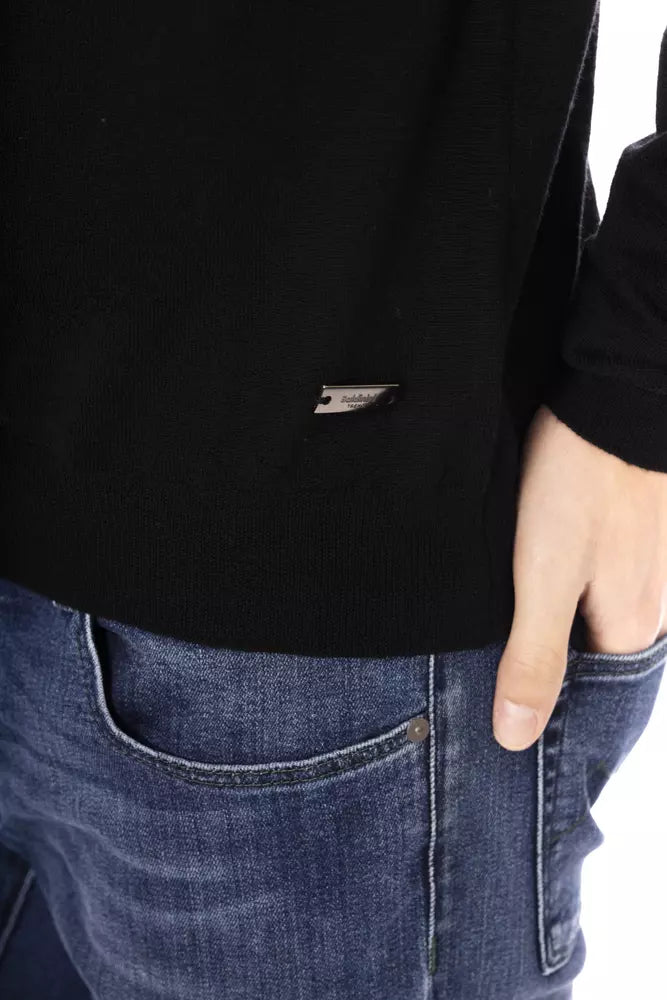 Baldinini Trend Schwarzer Stoff-Pullover mit Rollkragen für Herren