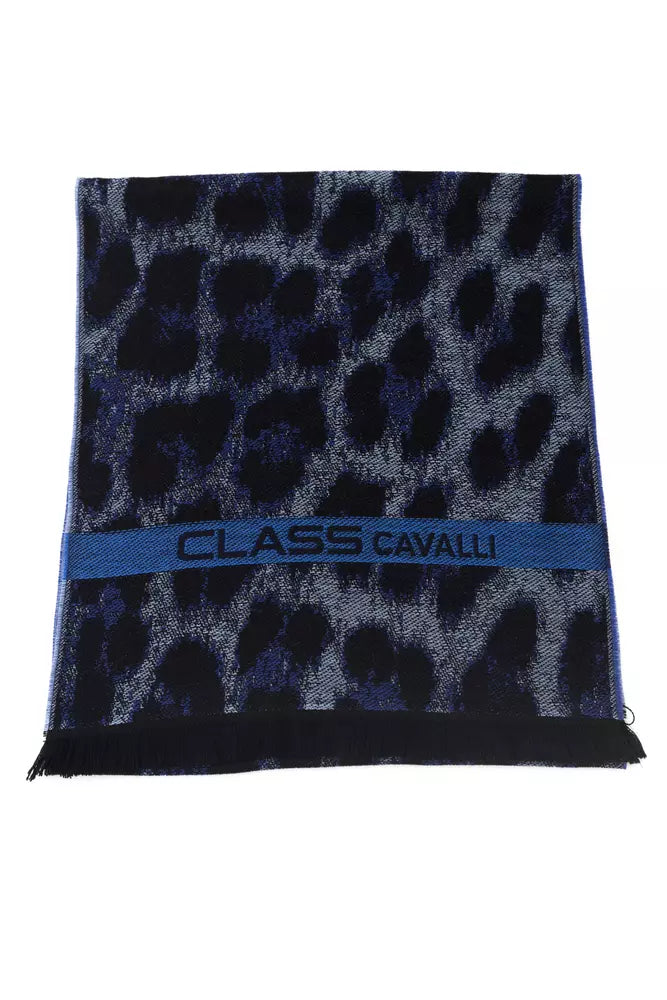 Cavalli Class Men's Blue Wool Scarf