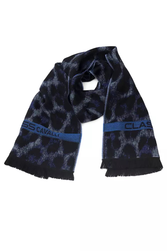 Cavalli Class Men's Blue Wool Scarf