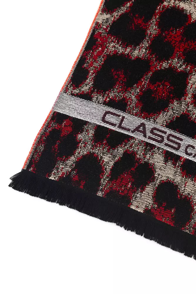 Cavalli Class Men's Burgundy Wool Scarf