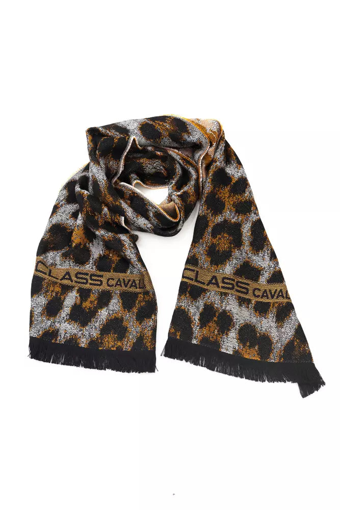 Cavalli Class Men's Brown Wool Scarf