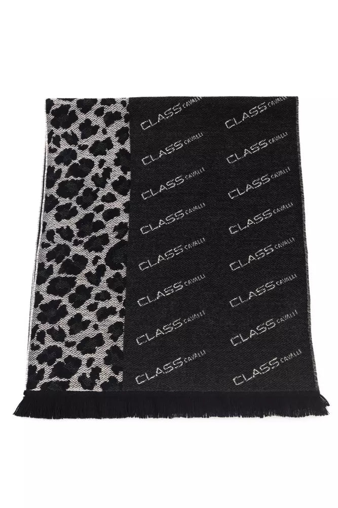 Cavalli Class Men's Black Wool Scarf