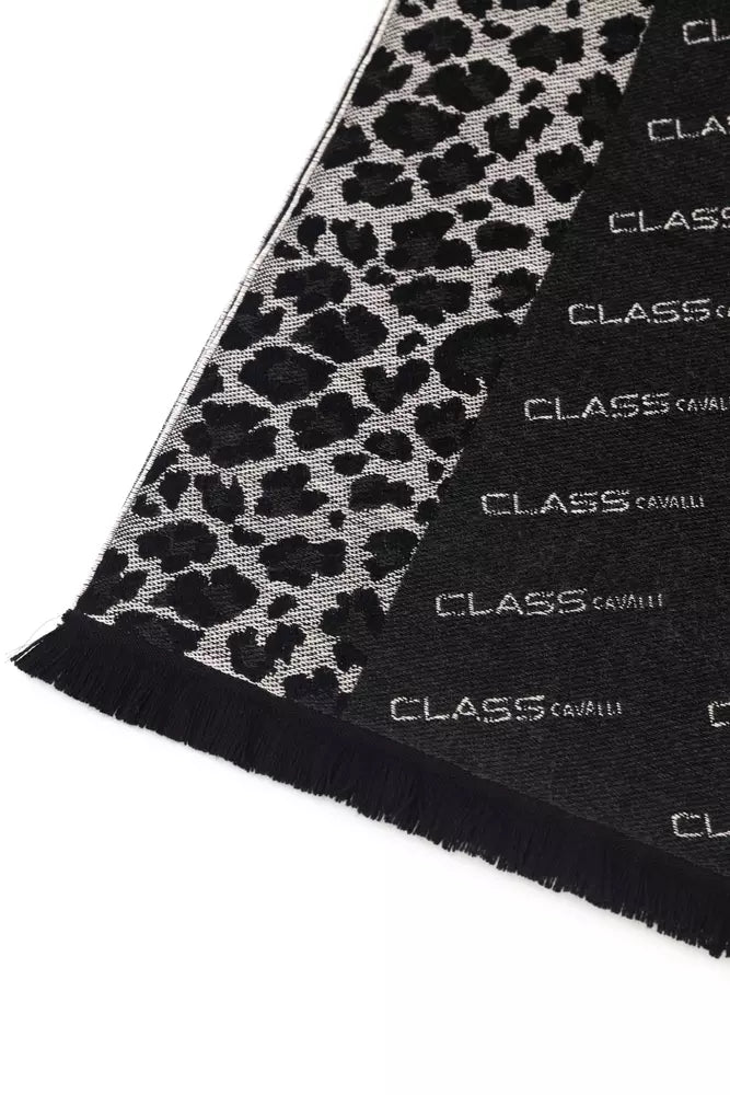 Cavalli Class Men's Black Wool Scarf