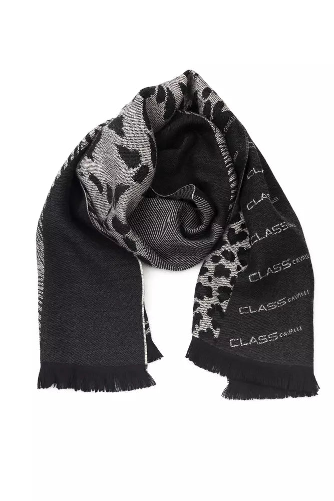 Cavalli Class Men's Black Wool Scarf