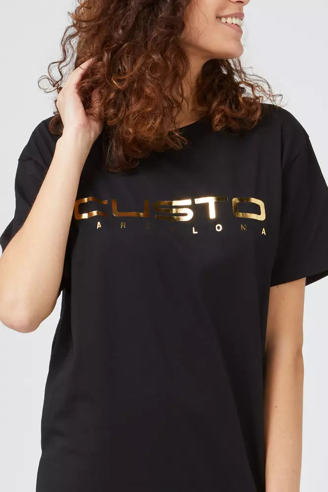 Custo Barcelona Schwarzes Baumwoll-T-Shirt für Damen
