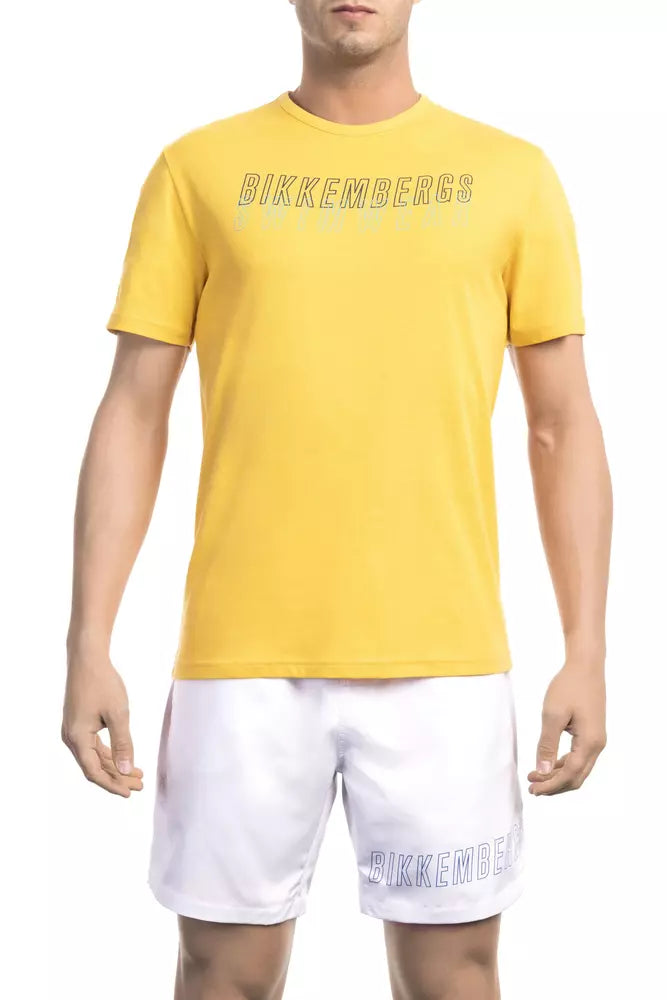 Bikkembergs Men's Yellow Cotton T-Shirt