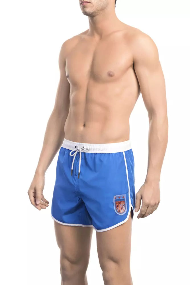 Men's blue polyester Bikkembergs swim shorts