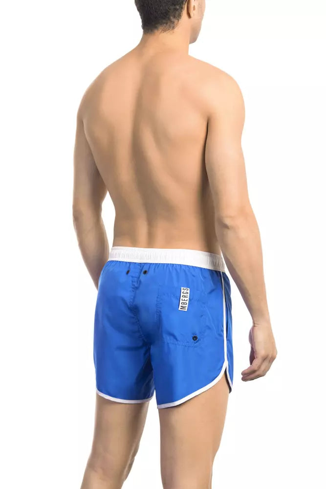 Men's blue polyester Bikkembergs swim shorts