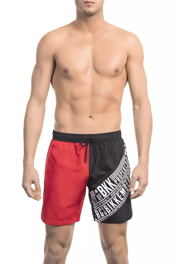 Bikkembergs Men's Red Polyester Swim Shorts