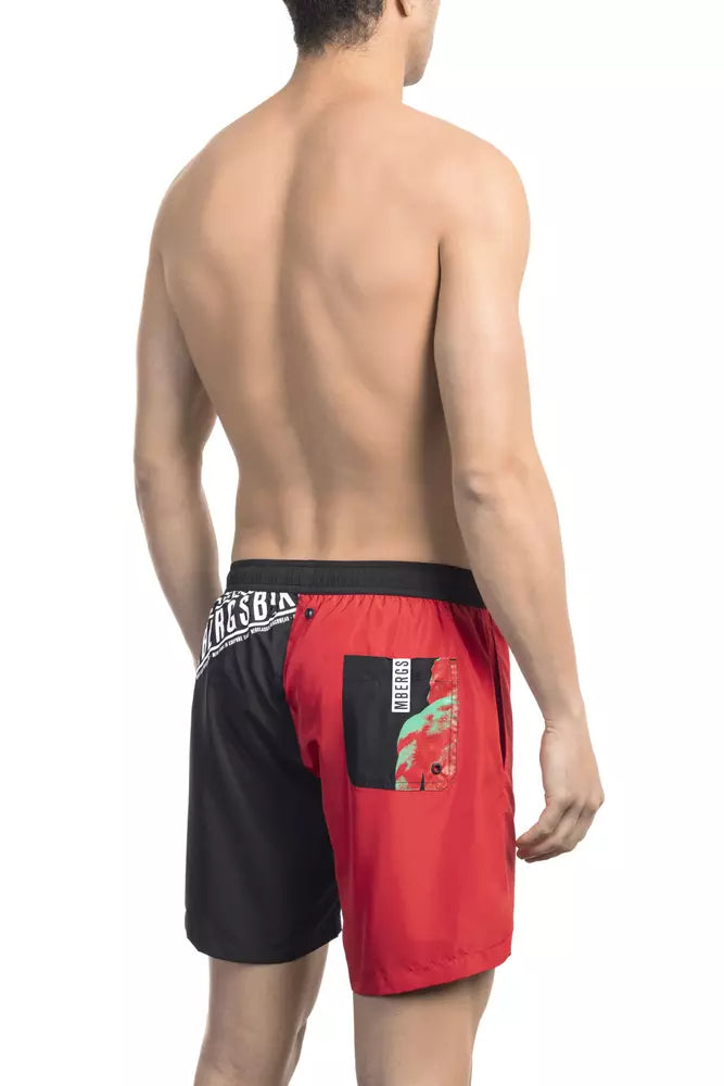 Bikkembergs Men's Red Polyester Swim Shorts