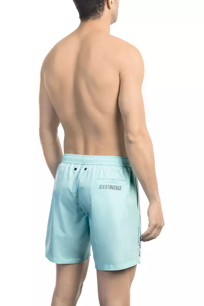 Bikkembergs Men's Light Blue Polyester Swim Trunks
