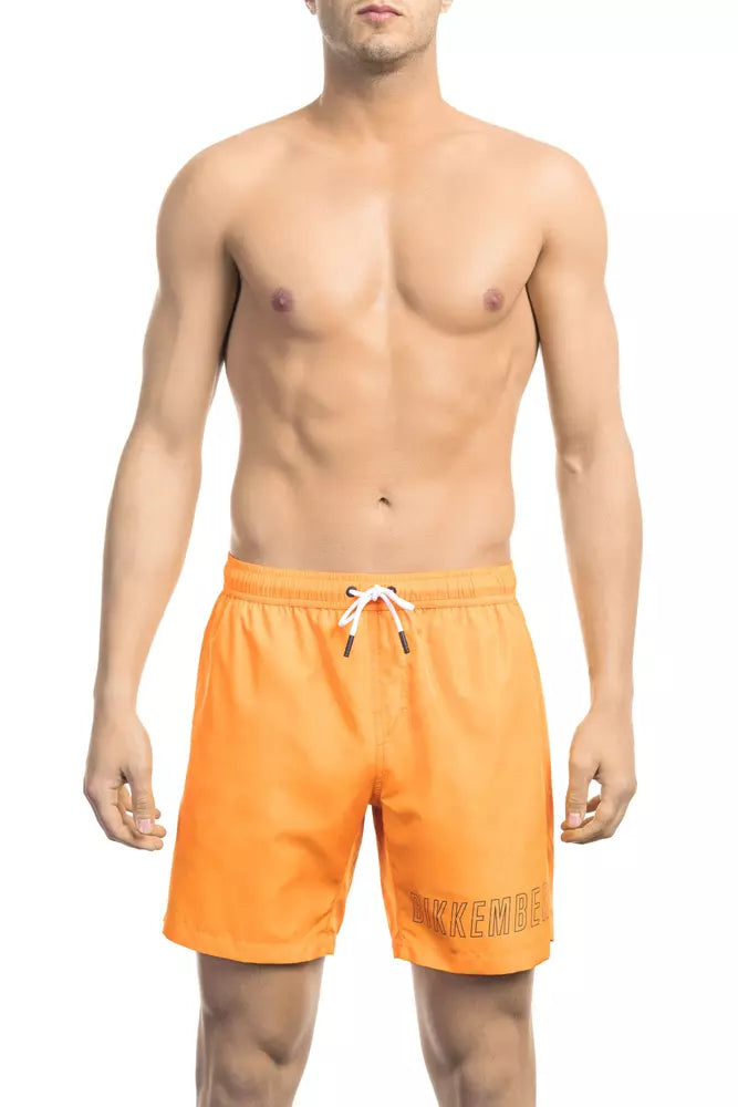 Bikkembergs Men's Swim Trunks, Orange, Polyester