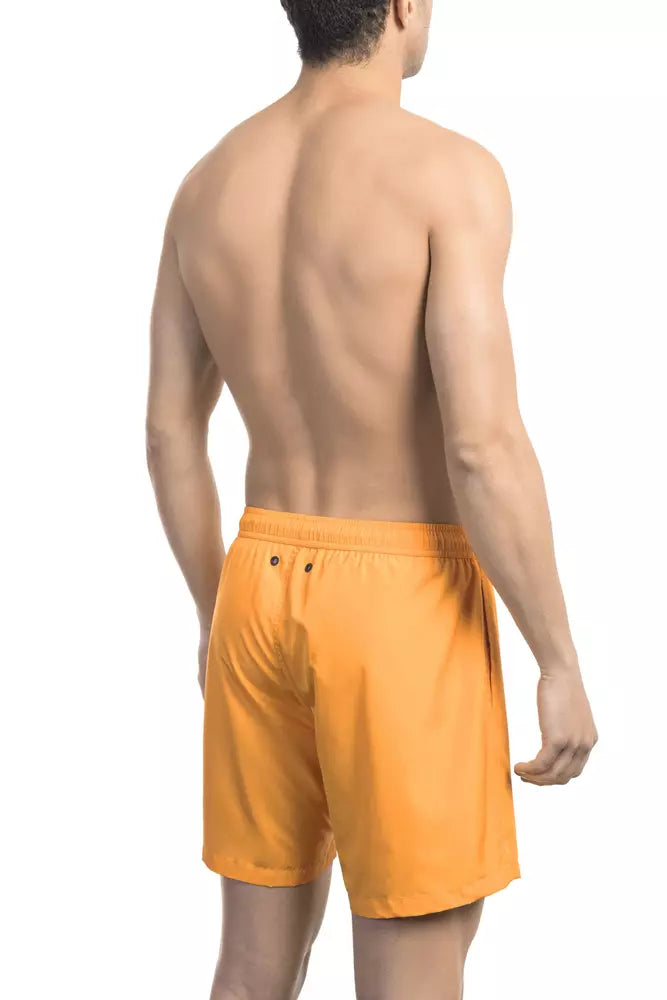 Bikkembergs Men's Swim Trunks, Orange, Polyester