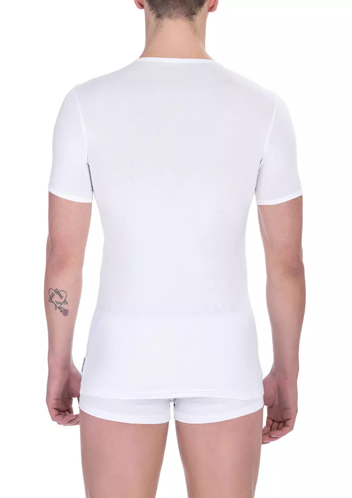 Bikkembergs Weißes Herren-T-Shirt Bi-Pack mit Rundhalsausschnitt aus Baumwolle