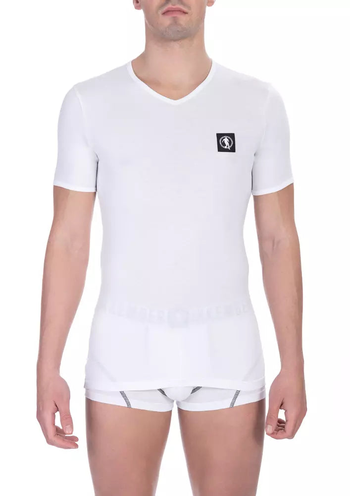 Bikkembergs Men's White Cotton T-Shirt Double Pack