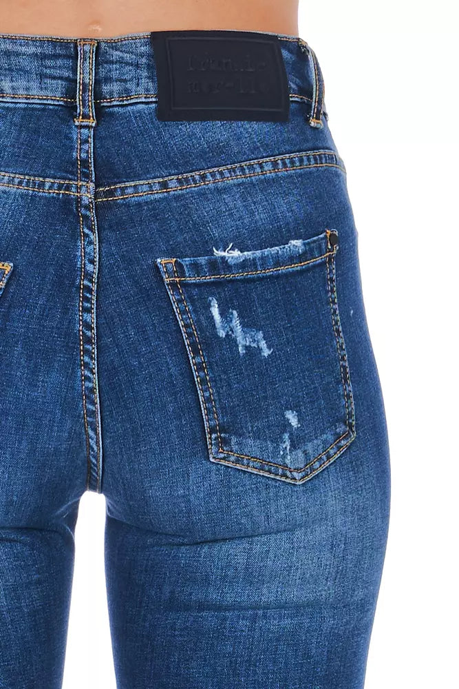 Frankie Morello Damenjeans aus blauem Materialmix