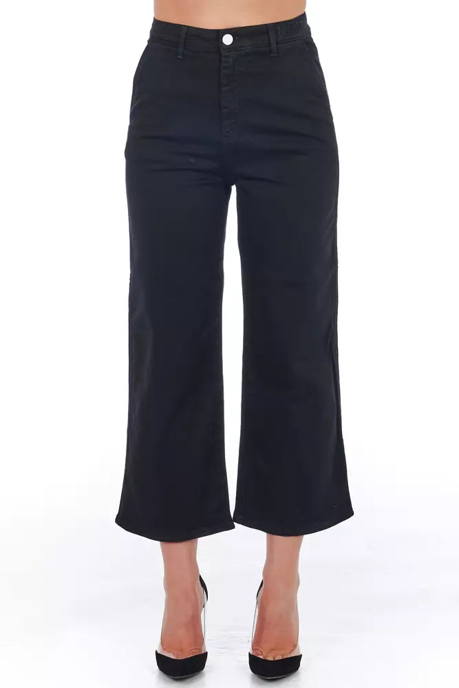 Frankie Morello Women's Black Cotton Cropped Trousers