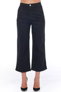 Frankie Morello Women's Black Cotton Cropped Trousers