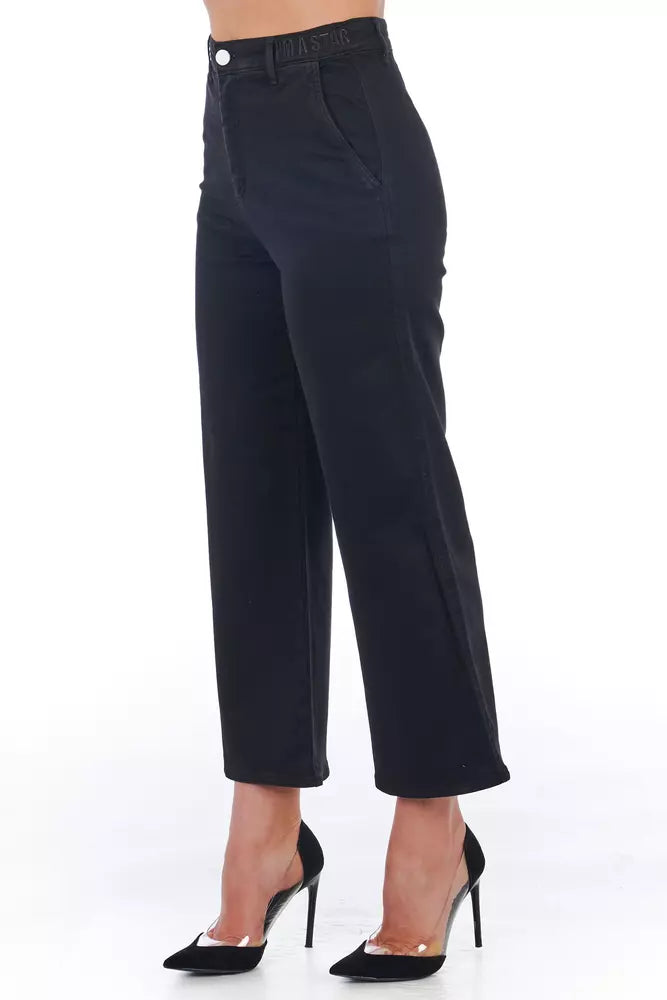 Frankie Morello Women's Black Cotton Cropped Trousers