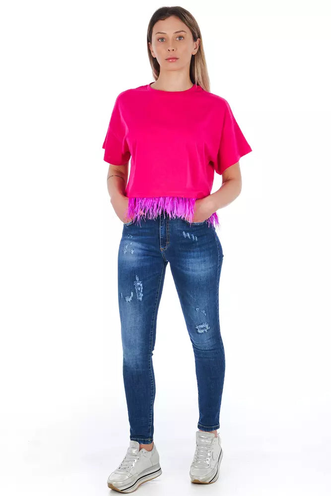Frankie Morello Damenjeans aus blauem Materialmix
