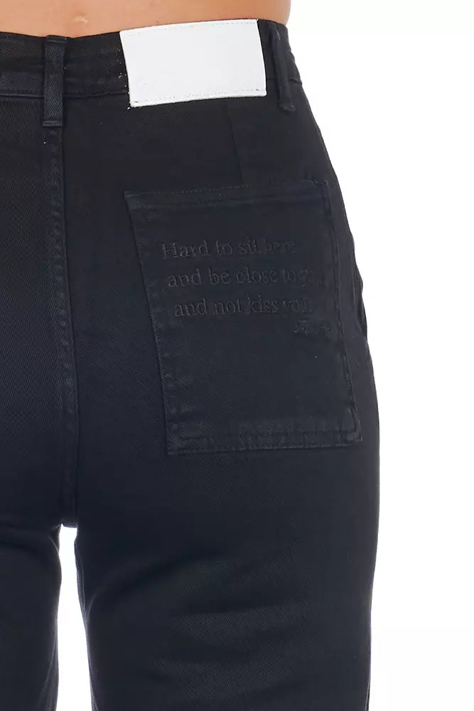 Frankie Morello Women's Black Cotton Cropped Trousers